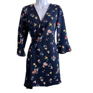 Zara Dark Floral Wrap Dress Size M Whimsigoth Witchy Coquette Cottagecore Boho